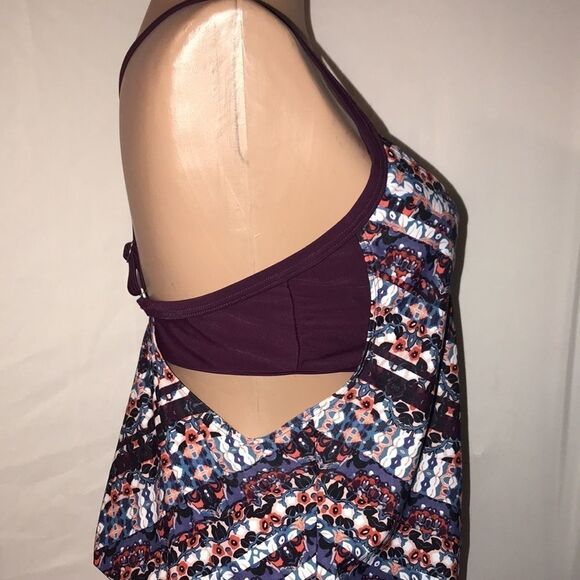 Athleta Women's Multicolor Marrakech Side Scrunch Tankini Swim Top Size 34B/C - Picture 6 of 8